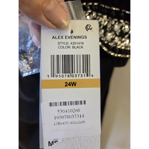 Alex Evenings Embellished Faux Wrap Maxi Gown Black Sz 24 Womens Slit Keyhole - Picture 4 of 12